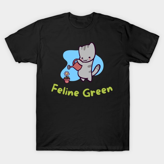 Feline Green T-Shirt by ThumboArtBumbo